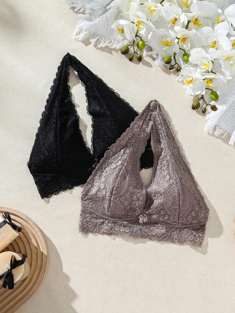 女士halter頸細肩帶無鋼圈胸罩內衣 - 彩色 - 查看 1