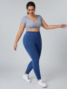EMERY ROSE Pantalones vaqueros de punto elásticos de ajuste entallado y cómodo para tallas grandes