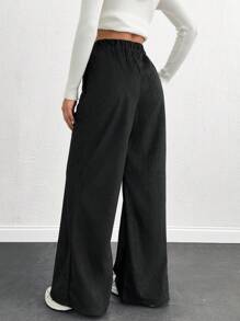 EURMUSE 女士休闲纯色高腰阔腿裤