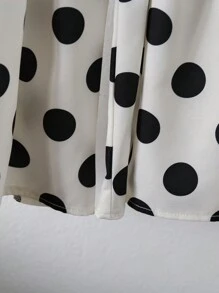 2pcs/Set Young Girl Cute Polka Dot Round Neck Short Sleeve Shirt And Wide Leg Pants Set, Suitable For Spring/Summer - Black and White - View 4