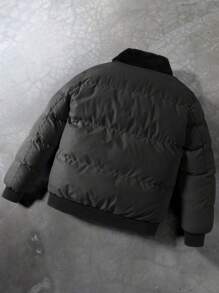 Manfinity Hypemode 男士纯色羊毛领拉链长袖冬季夹克加厚外套男士防寒夹克