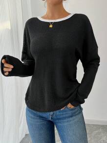 Chiquease Bow Tied V-Neck Backless Premium Knit Sweater Fall Cloth For Women - Black - View 6