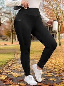 SHEIN LUNE Quần legging đen cỡ lớn có túi, trang phục thể thao thường ngày, phù hợp cho mùa thu đông, Lễ Tạ ơn, Năm mới, Xuân Hè, thường ngày. Quần legging ôm sát cạp cao co giãn, thích hợp cho thể thao ngoài trời, yoga, quần legging nâng đỡ, phù hợp cho thể thao và yoga. - Đen và trắng - Xem 7