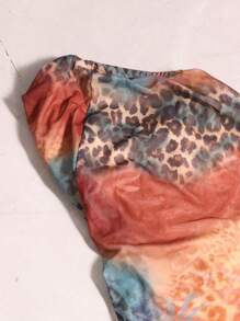 SHEIN EZwear 女士印花网眼不对称无袖紧身裙