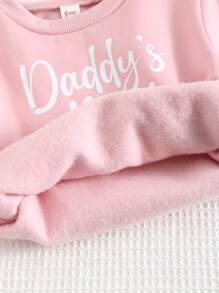 Cozy Pixies Conjunto de 2 piezas de sudadera de cuello redondo de manga larga suave de punto con gráfico de corazón y pantalones para bebé niña