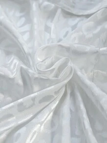 SHEIN Privé V-Neck Satin Unique Leopard Print Asymmetrical Hem Ruffle Trim Spring Dress For Women