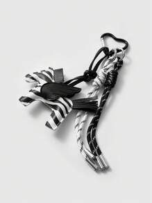 ROMWE Kawaii 1pc Street Style Black & White Zebra Pattern Faux Leather Bag Charm - Multicolor - View 4