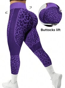 SHEIN 无缝塑腰高压缩紧身裤，适合瑜伽/健身 - 彩色 - 查看 1