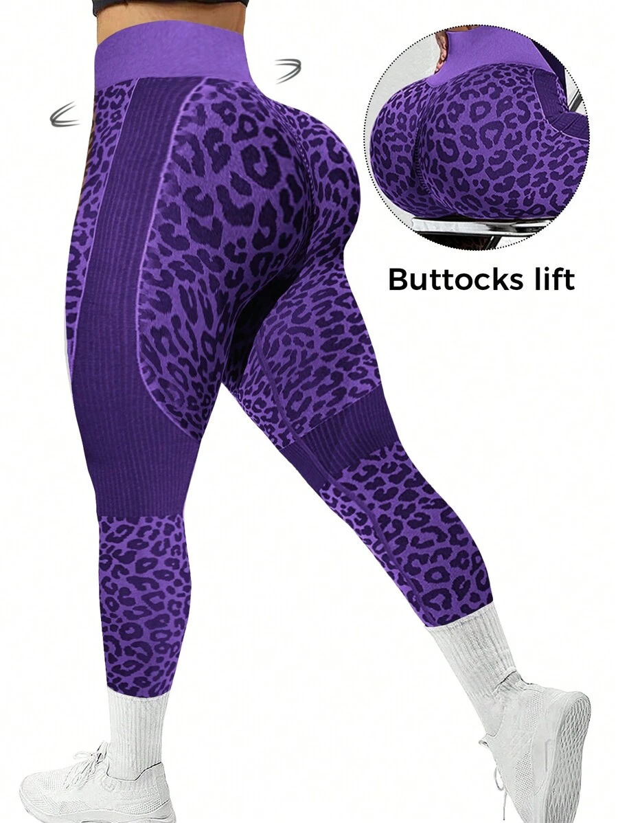 SHEIN 无缝塑腰高压缩紧身裤，适合瑜伽/健身 - 彩色 - 查看 1