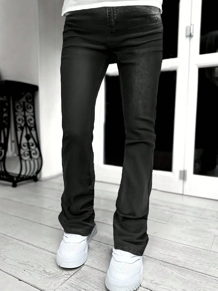 SHEIN Black Flare Leg Jeans For Teenage Boys | SHEIN USA