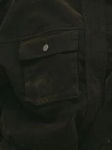 MUSERA Velvet Denim Drawstring Cargo Jacket, Spring 90's Y2k Streetwear Sweet Rave Concert  Chic