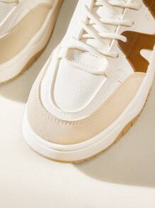 CUCCOO EASI 女士帆布低帮滑板鞋，新款运动鞋，百搭休闲运动鞋，白色女鞋运动鞋经典运动鞋休闲步行鞋春季鞋春假复活节 - 杏色 - 查看 7