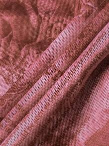 Soleia Vestido holgado estilo retro de manga larga con cuello cuadrado, con estampado de rosa rojo oscuro, ribete de encaje y estampado de malla en corte evasé para mujeres de talla grande, ideal para vacaciones