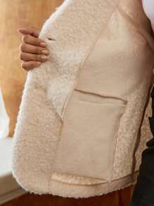 Elaquor Plus Size Women Shearling Casual Warm Blazer For Autumn/Winter Fall/Winter - Apricot - View 7