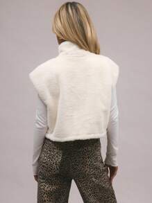 MUSERA Faux Fur Cropped Vest Winter Evening - Apricot - View 3