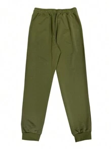 Manfinity Homme Quần thể thao Nam Dây kéo Đắp vá Túi màu trơn - xanh quân đội - Xem 5