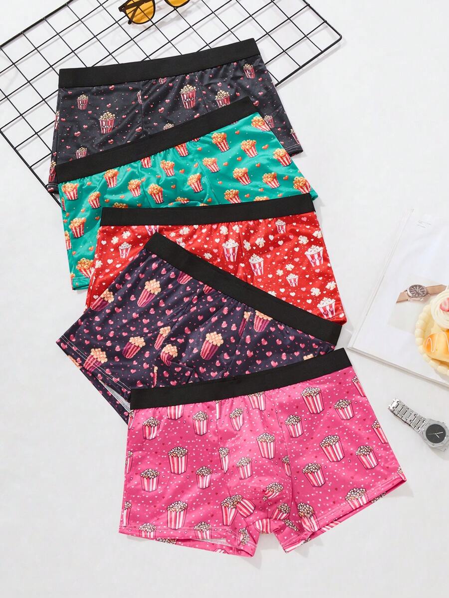 4pcs/Pack Men Plain Color Patchwork Casual Boxer Briefs - Multicolor - View 1