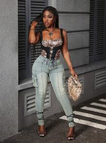 Slaydiva Women's Front Button Pocket Simple Denim Jeans, Casual Everyday Wear