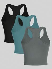 Gameset SHEIN Sport Tricou sport cu gât adânc pentru antrenament