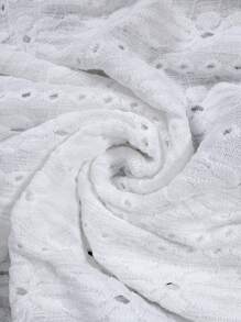 SHEIN LUNE 女士加大码 V 领蕾丝镂空纹理休闲衬衫