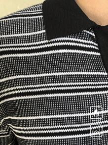 Manfinity CasualKnits Suéter de punto casual y sencillo de moda para uso diario - Blanco y Negro - Ver 7