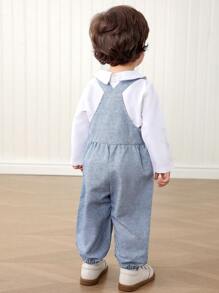Souflis Souflis Baby Boy Rhinoceros Print Suspender Pants & White Shirt Gentleman Outfit,Cute Summer Matching Family Set For Daily Outings,Party & Photography Events - Multicolor - View 2