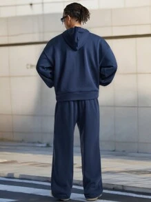 Manfinity VCAY 2 Pieces Men's Loose Drop Shoulder Long Sleeve Sweatsuit Set, Suitable For Everyday Wear