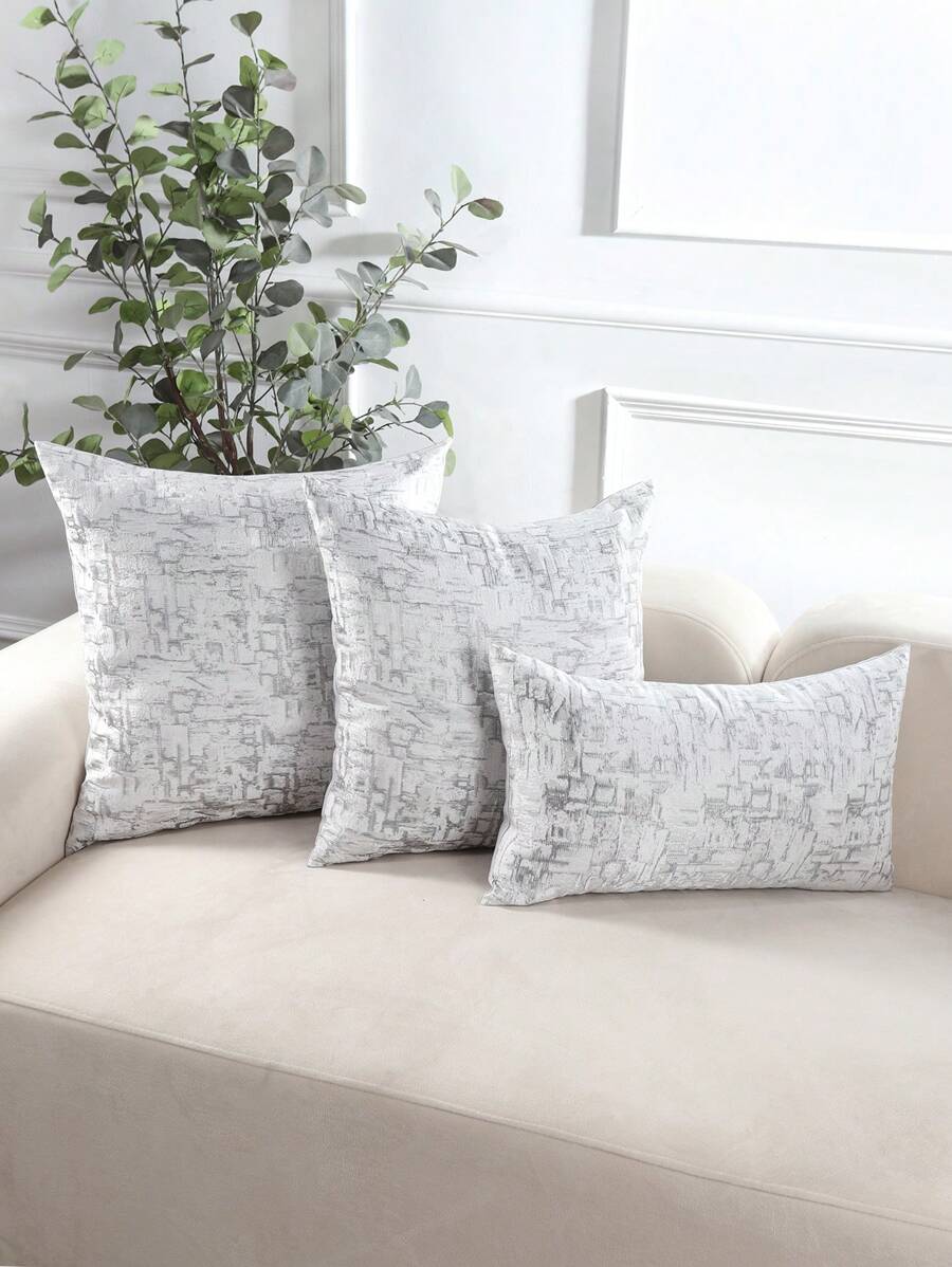 Decorative Grey Geometric Jacquard Throw Pillow Cover For Living Room, Bedroom, Sofa,Fall Decor,Autumn Decor,Room Decor - Grey - View 1