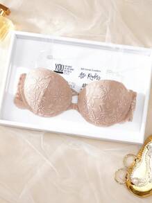 SHEIN Women Plain Lace Trim Bandeau Simple Casual Bra