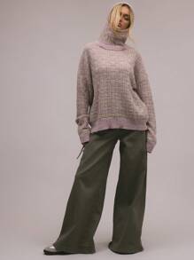 MUSERA 厚针织拉瓦头套头衫，感恩节时尚之选 - 彩色 - 查看 4