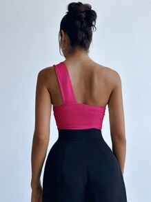 Firerie 女士优雅蝴蝶结装饰无袖紧身衣 - 玫紅色 - 查看 5