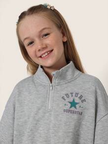 SUMWON 未来巨星半拉链套头运动衫冬季休闲长袖运动学院风健身青年上衣