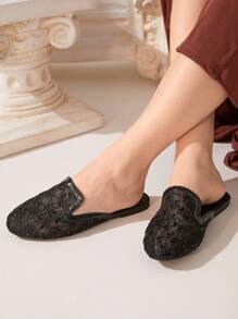 CUCCOO CHICEST Women's Breathable Mesh Embroidery Black Flat Shoes Spring Shoes Spring Break Easter - Black - View 4