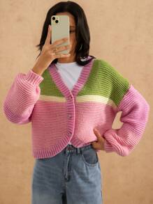 Forever 21 Winter Clothes For Women New V-Neck Colorful Striped Funny Long Sleeve Cropped Knitted Cardigan Y2k Tops Christmas Clothes Women Sweaters Y2k Clothes New Years Women Outfit