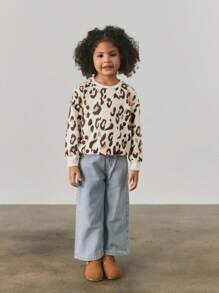 Maija Kids Maija Kids 年轻女孩宽松休闲花卉图案圆领运动衫 - 杏色 - 查看 2