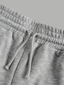 SHEIN Girlism Tween 女童休闲弹力夹克，半领拉链，V 领，紧身长袖 T 恤，搭配浅灰色针织宽松直筒运动裤 2 件套，适合秋冬日常穿着、返校、休闲场合 - 白色 - 查看 10