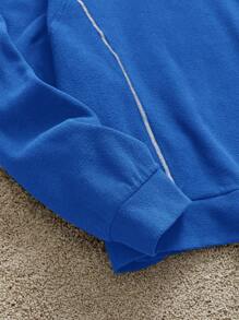 Manfinity VCAY 男士针织休闲宽松长袖卫衣，时尚日常穿着，适合秋冬季节，情侣款 - 藍色 - 查看 5