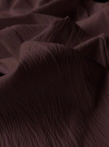 Flirla Petite 女士纯色抽绳腰直筒宽松休闲裤 - 紅木色 - 查看 4