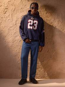 Forever 21 Men Striped Loose Fit Carpenter Jeans - Navy Blue - View 5