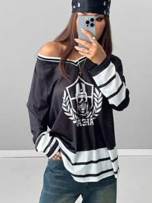 Coolane 女士春夏西部街头服饰演唱会 Grunge Ghost Face V 领 T 恤