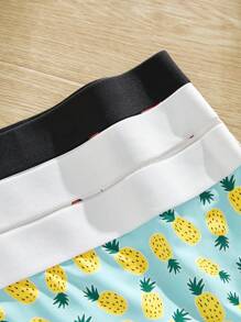 3 pièces/set Culottes de taille moyenne imprimées exotiques et amusantes pour adolescentes