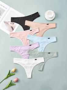 7 bucăți chiloți simpli de culoare solidă pentru femei, îmbrăcăminte zilnică ocazională