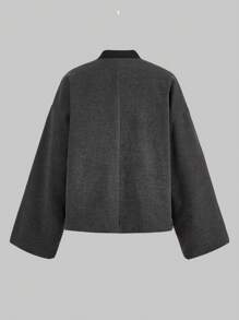 Jouncy 女士黑色飞行夹克，秋冬季保暖 - 灰色 - 查看 10