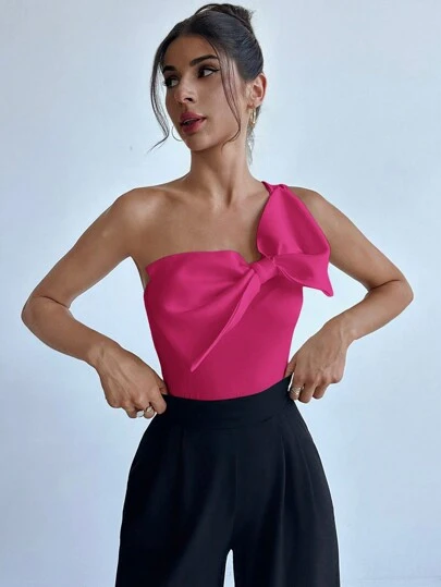 Firerie Women's Elegant Bow Decor Sleeveless Bodysuit