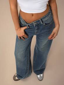 Forever 21 Women's Simple Front Button Pocket Casual Jeans - Blue - View 8