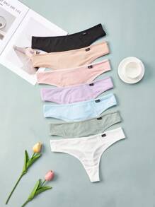 7 bucăți chiloți simpli de culoare solidă pentru femei, îmbrăcăminte zilnică ocazională