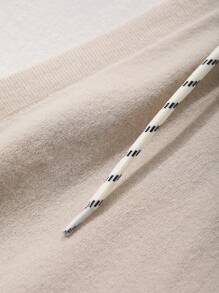 DAZY Áo khoác cardigan tay dài rộng rãi có mũ trùm đầu, dây rút dành cho nữ, quần áo mùa thu - Màu Khaki - Xem 3