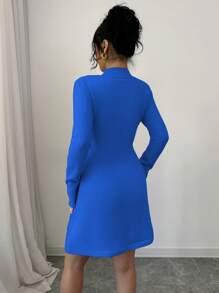 Elenzga Women's Cinched Waist Knit Sweater Dress Fall Cloth For Women - Blue - View 2