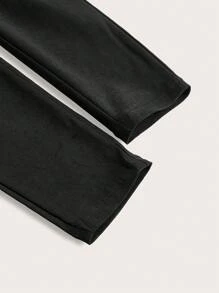 SHEIN ICON Pantaloni casual slim vita alta, con bottoni frontali piani, di taglia grande - Grigio - Visualizzare 4