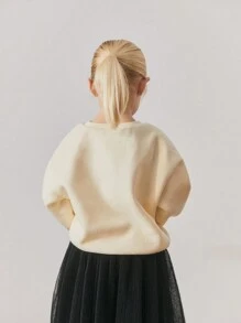 Maija Kids Maija Kids 适合年轻女孩的宽松休闲圆领 3D 蝴蝶结细节长袖运动衫 - 杏色 - 查看 4